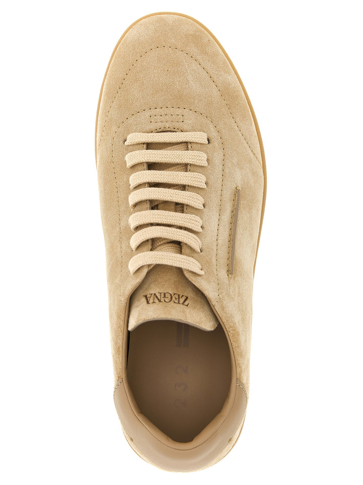 Zegna Low-Top Suede Sneakers - Beige | f87776d4ab42199737433b8e243833b555b72c63