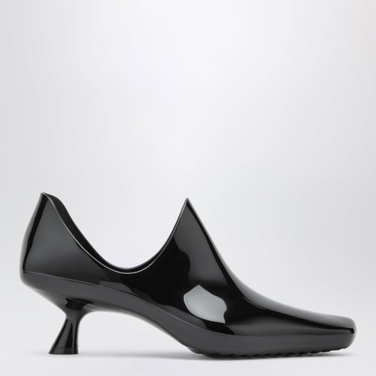 Emily Aqua Ankle Boots In Glossy Black Pvc With Multicolour Socks