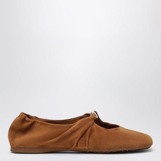 Pebble Soft Suede Goatskin Ballet Flats In Tan