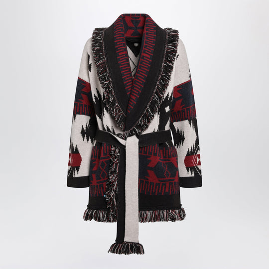 Icon Cardigan In Jacquard Cashmere Brown Sand