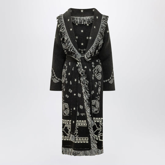 Black Long Bandana Jacquard Cardigan