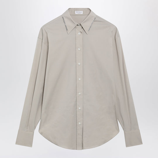 Monili Trim Stony Ground Cotton Poplin Shirt