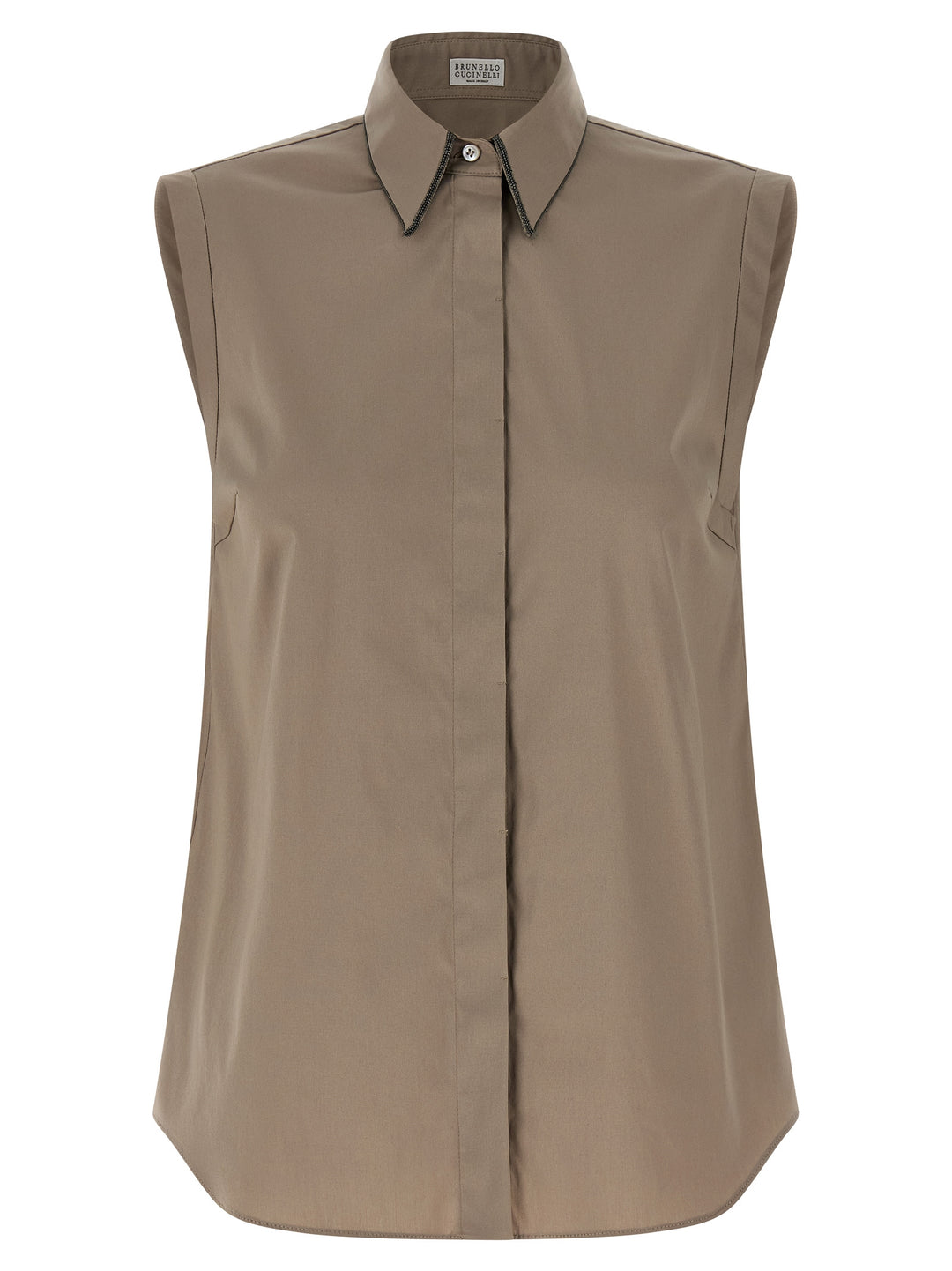 Brunello Cucinelli Sleeveless Shirt Shirt and Blouse - Brown | 702630c6e157122ec1a5cad2c3e10fcff873b503