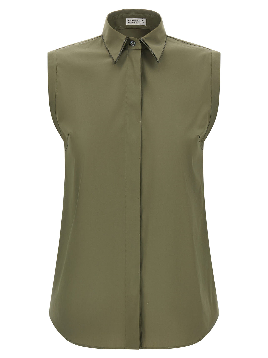 Brunello Cucinelli Shiny Trim Shirt and Blouse - Green | b54336d4c6afdb5e147660c9bee06f9a7e2f4c9d