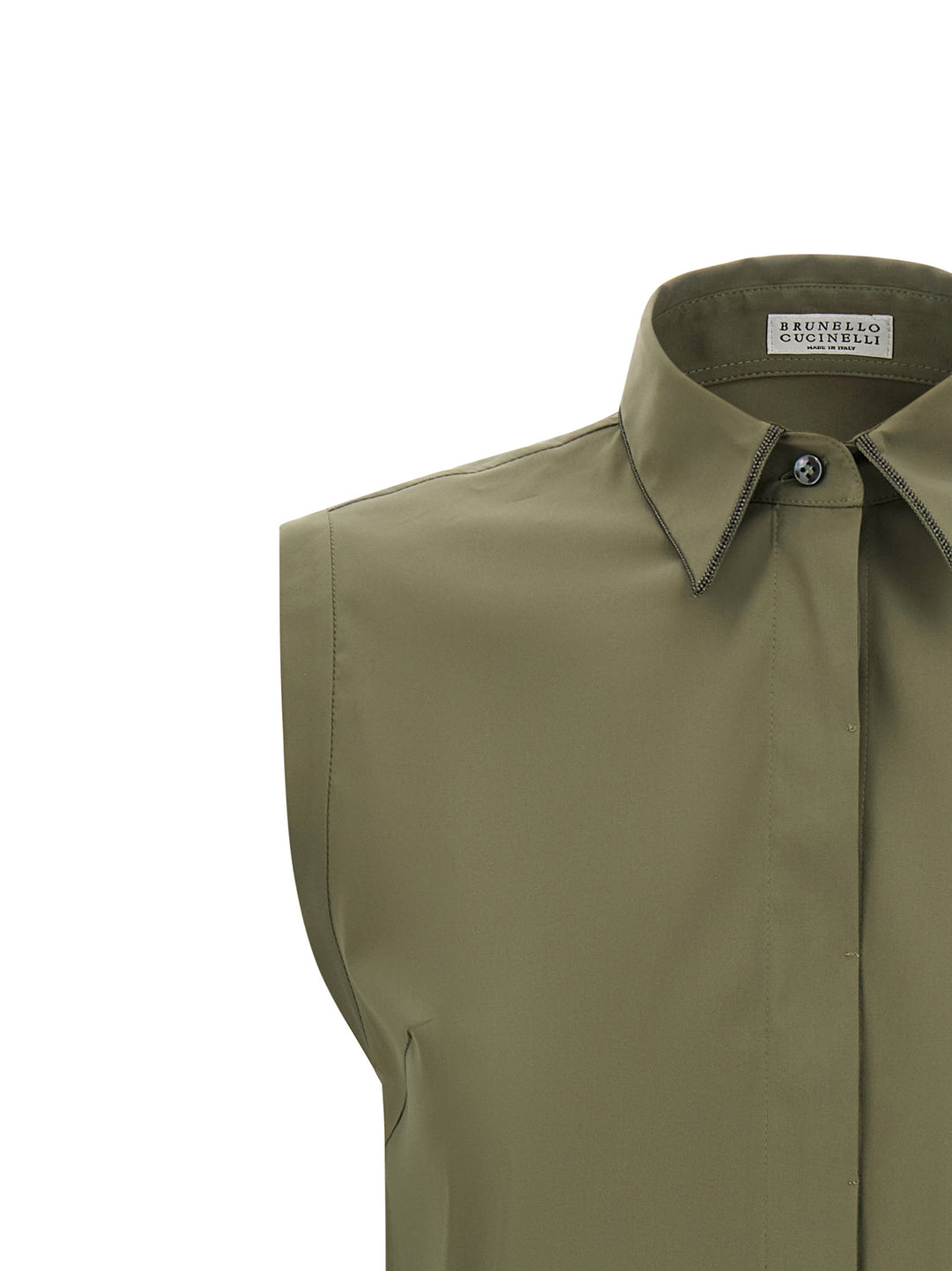 Brunello Cucinelli Shiny Trim Shirt and Blouse - Green | 96031fcb76b76594c9a0190b3a03145892cc3cbc