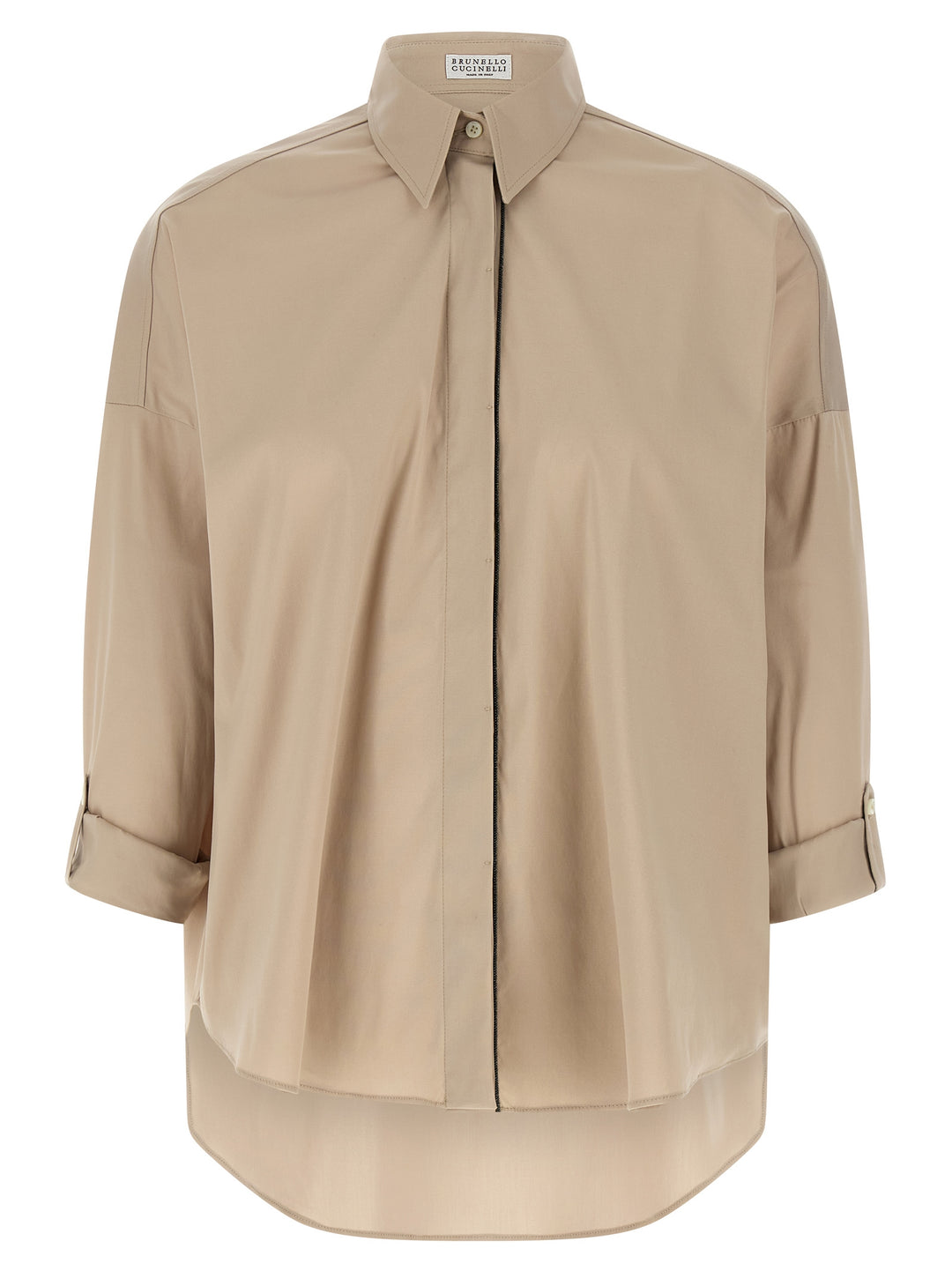 Brunello Cucinelli Shiny Trim Shirt and Blouse - Beige | 76aa65b312b03c4174e8475c0b4e60470fc093e6