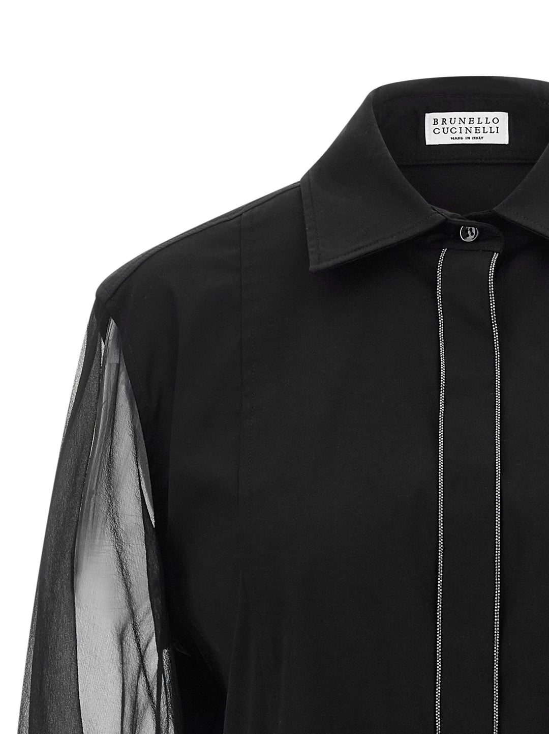 Brunello Cucinelli Shiny Trims Shirt and Blouse - Black | e26f2c1f5b9aa8e01bfef9d180fb52d1de4e4091