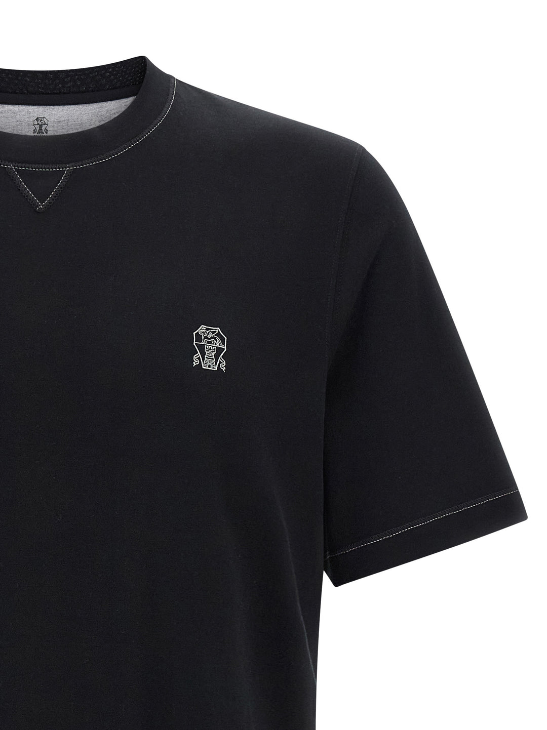 Brunello Cucinelli Logo Embroidery T-shirt - Black | 39433cf1e5b157230b18e2691833055d797142e1