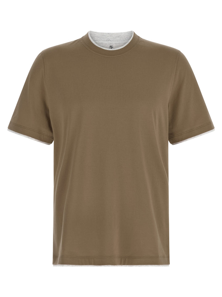 Brunello Cucinelli Double Layer T-shirt - Beige | 6303cc908dea9b749a1bb457a62142b0d29f1739