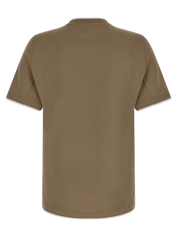 Brunello Cucinelli Double Layer T-shirt - Beige | c1ed44f3aac4eb3d1ee9bd63f95a788cc42ee3ab