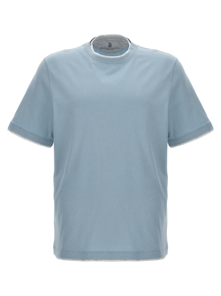 Brunello Cucinelli Double Layer T-shirt - Light Blue | 68f0b3c5794740e71d71f6e477d42d9ebe0ca5f7