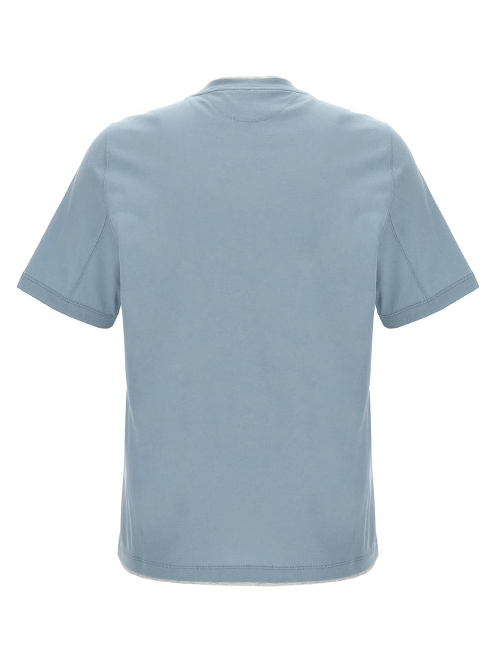 Brunello Cucinelli Double Layer T-shirt - Light Blue | e7760e6835f446f242ffb4d421c367958adcad7d