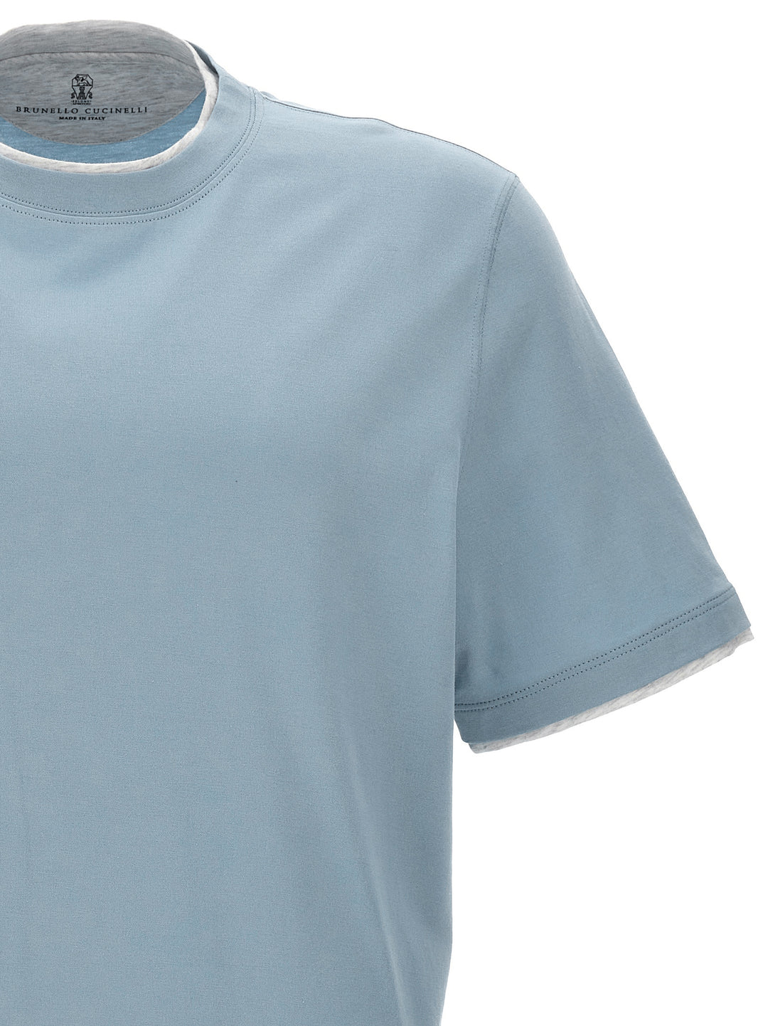 Brunello Cucinelli Double Layer T-shirt - Light Blue | 0722763c8bd596c671aca1d9a7278151a3dcadbd