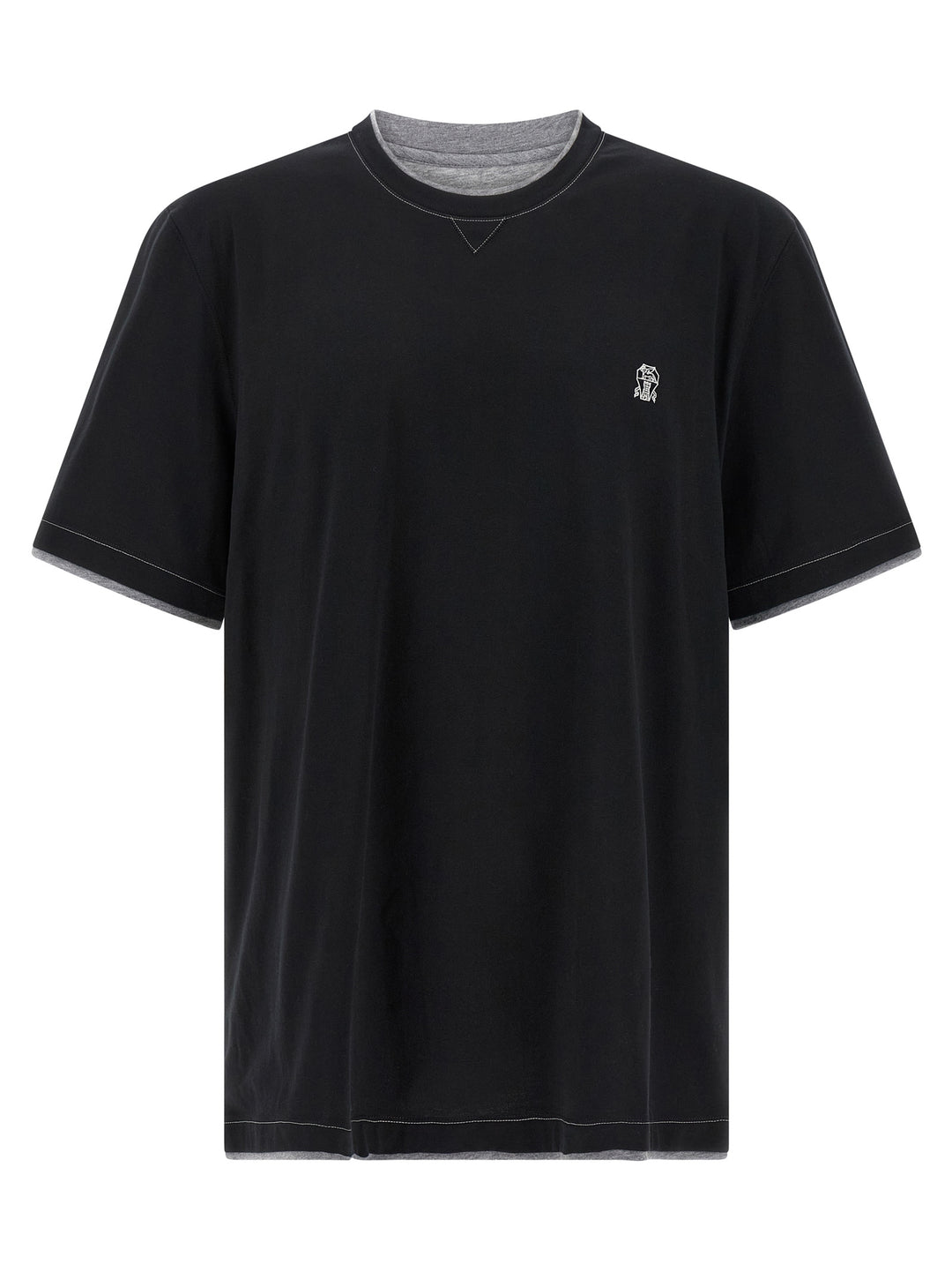 Brunello Cucinelli Double Layer T-shirt - Black | a5e3924a51b8b1010ca40714e06350138e17774c