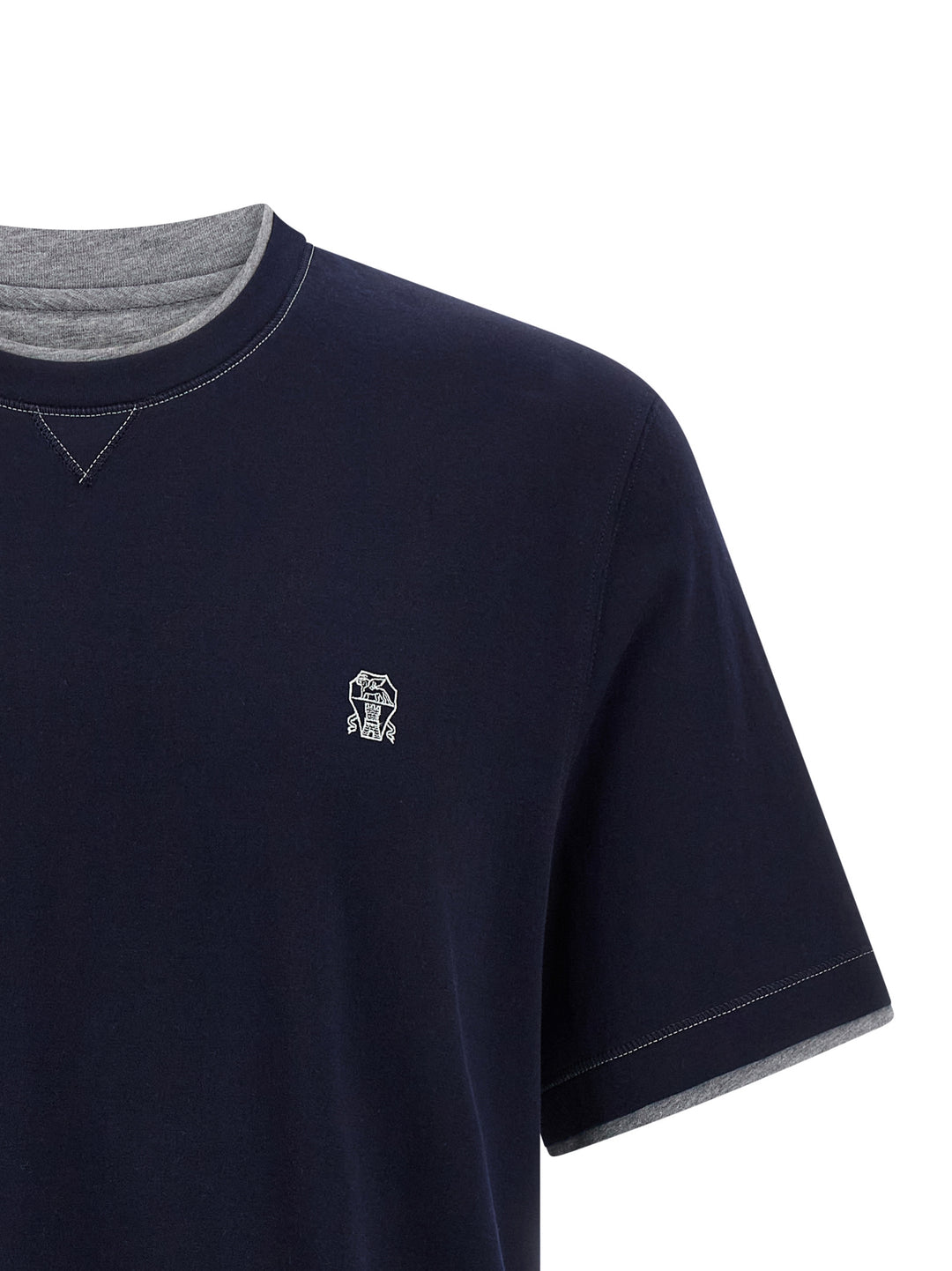 Brunello Cucinelli Double Layer T-shirt - Blue | 99c7ff47ab2b2a95f68b1f92495f5b8a3f06364e