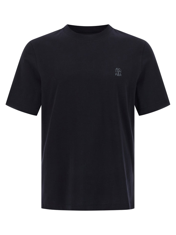 Brunello Cucinelli Logo Print T-shirt - Blue | 5915482b0b9304306dbee212063cff3f88a2f32f