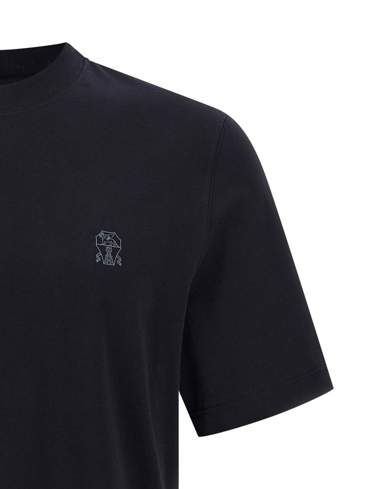 Brunello Cucinelli Logo Print T-shirt - Blue | 3d923730eb1f9180c39c9bcd919bfbce0b3820b2