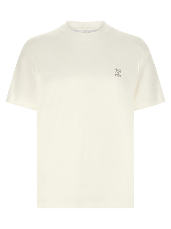 Brunello Cucinelli Logo Print T-shirt - White | f617d689a4cd43f710be06bcf56a4fadf1040ddd