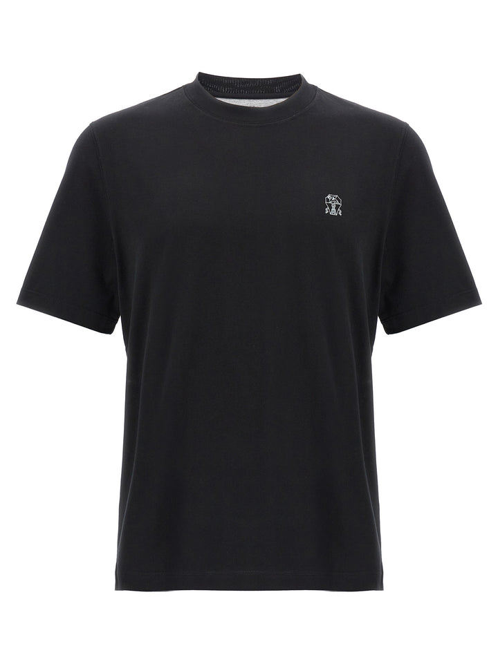 Brunello Cucinelli Logo Print T-shirt - Black | 5ce5e8285e66e71fcc870a24b88f9d93b2495812