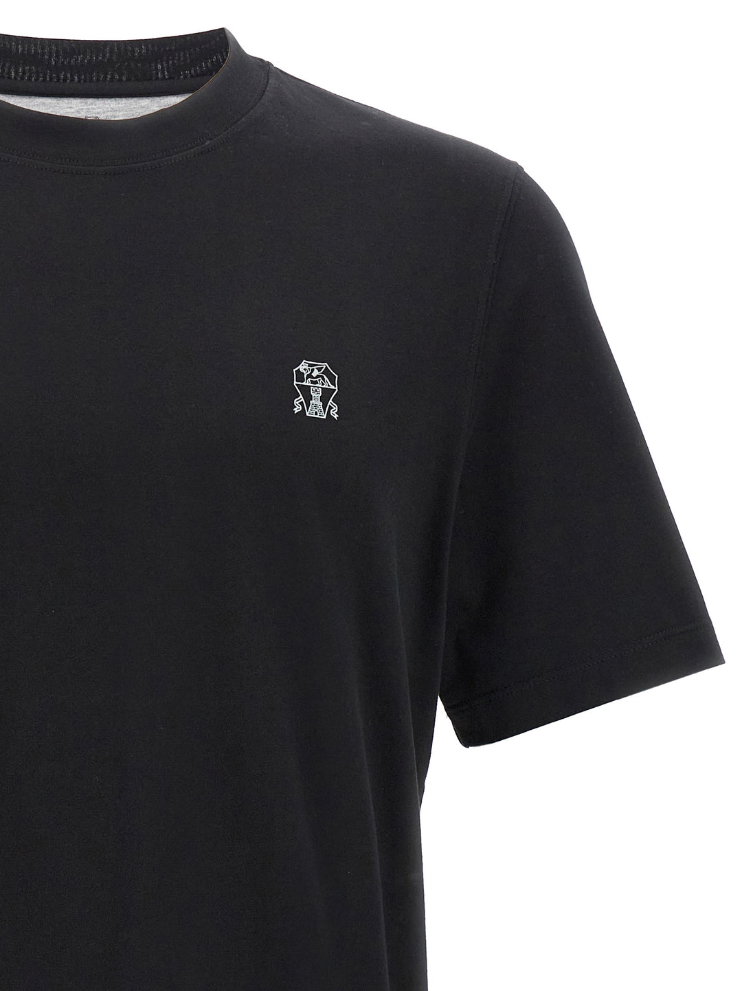 Brunello Cucinelli Logo Print T-shirt - Black | 95fd55e1807314f9c1c71abbc03d5f9d0b6fe424