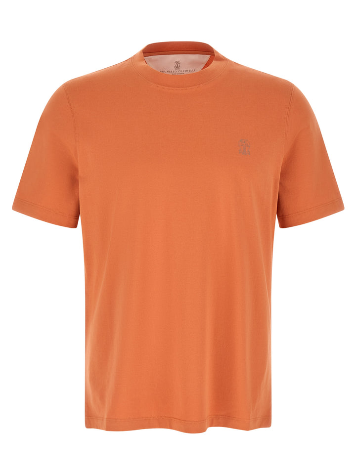 Brunello Cucinelli Logo Print T-shirt - Orange | a04505ee1f814b946466d8b467fbbca49a0a4073
