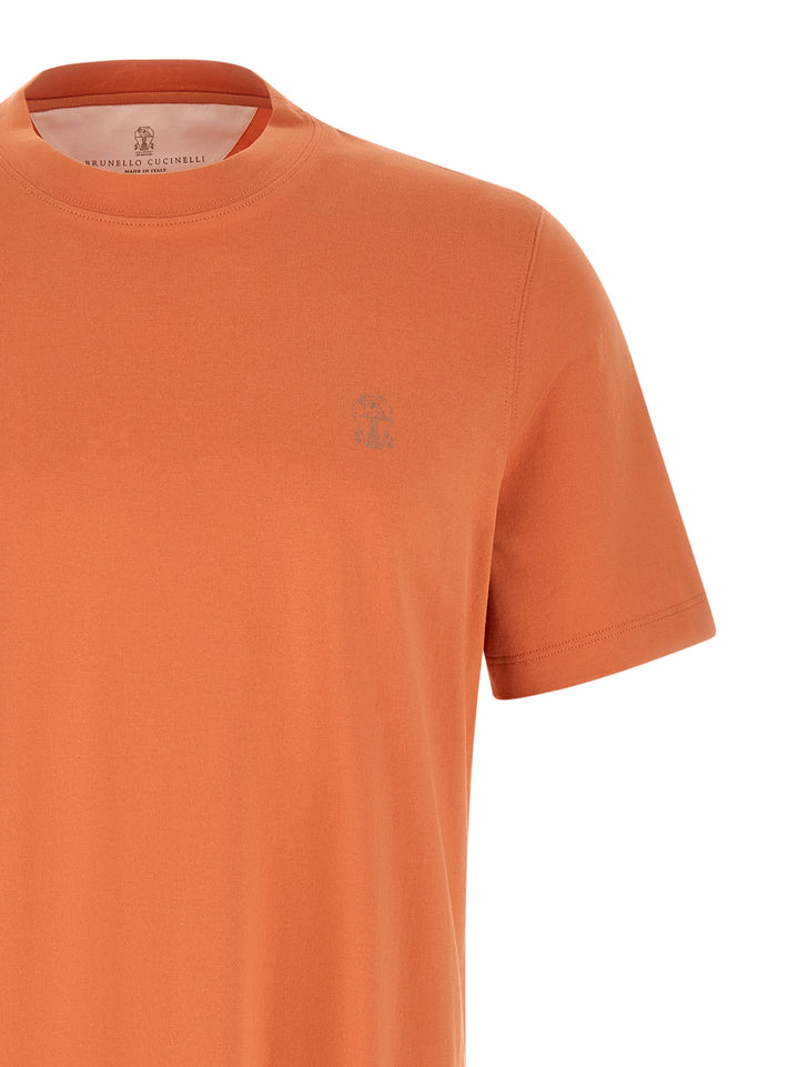 Brunello Cucinelli Logo Print T-shirt - Orange | 951d67ca049f824773dd5a1ac5f838d0bbe7db9d