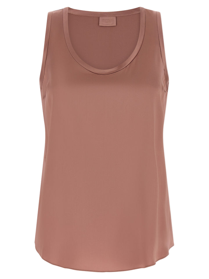Brunello Cucinelli Satin Top Tops - Pink | c3d2f074c0ffab7ed6d76fb687513edd81bdd5c3