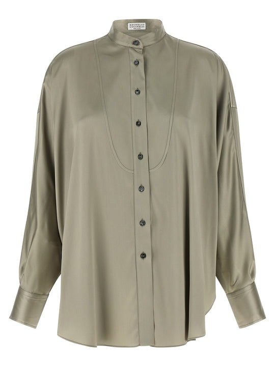 Korean Collar Shirt Shirt And Blouse Green