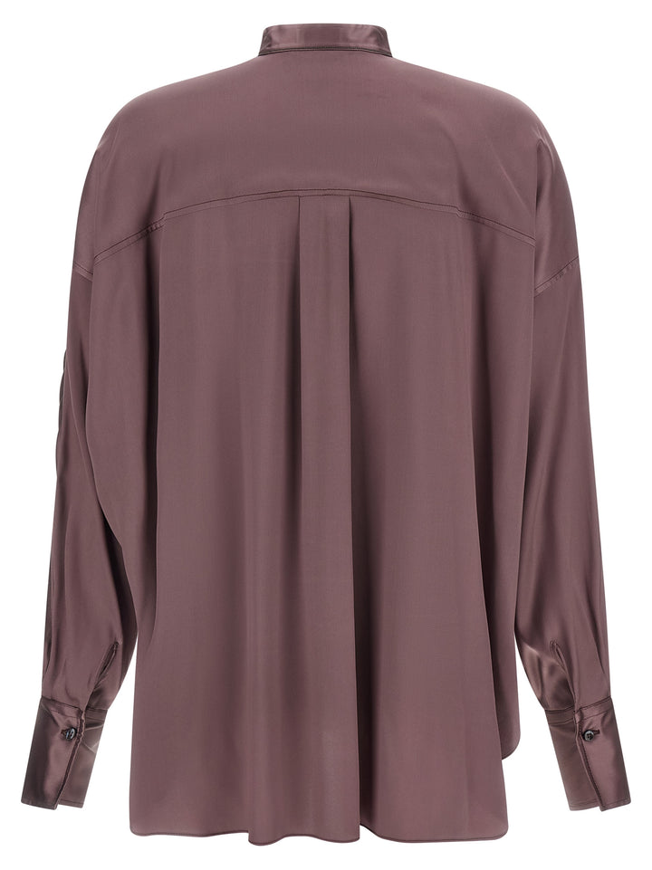 Brunello Cucinelli Korean Collar Shirt Shirt and Blouse - Purple | 7f173e89bf5b09d067fead4d3fa1ea29d00f56ad