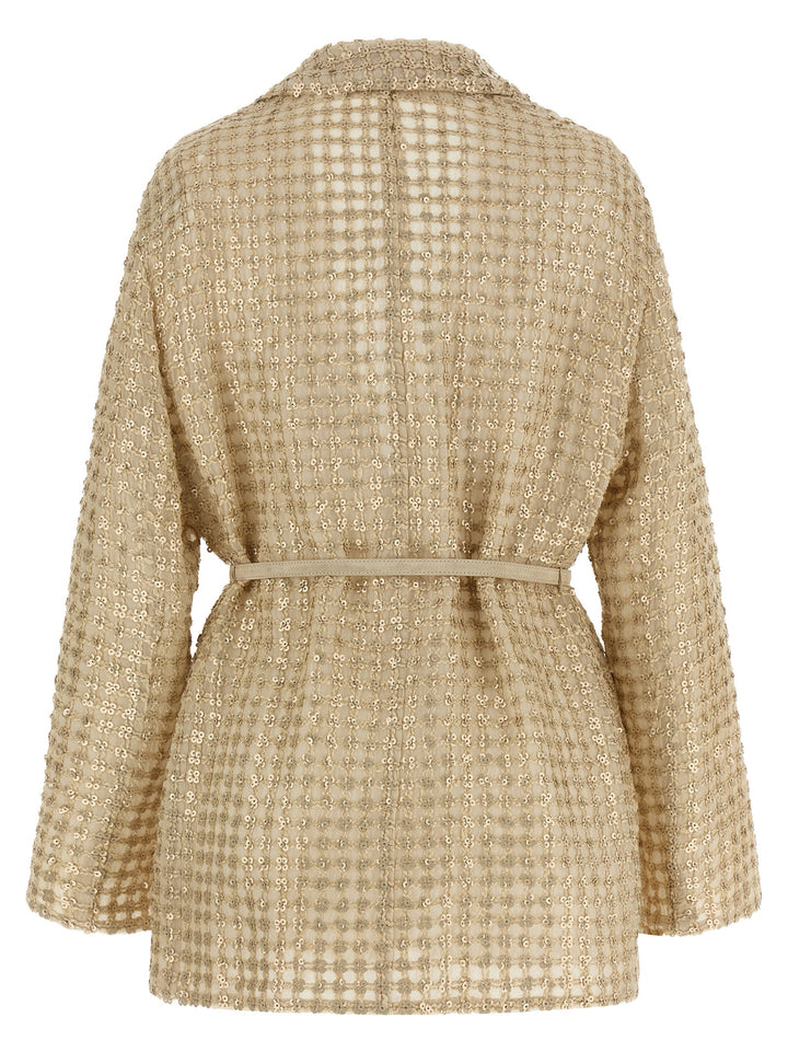 Brunello Cucinelli Dazzling Net Embroidery Sweaters and Cardigans - Beige | 43964684939b030dd386ad03afa6b1307cb5d226