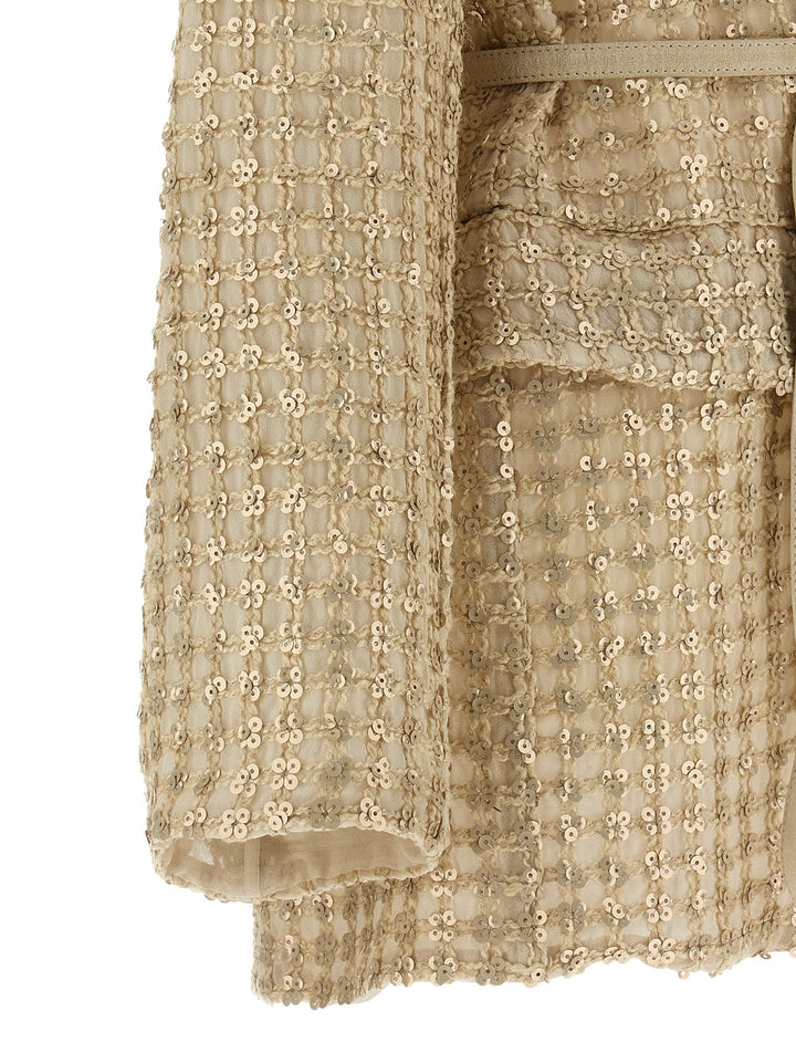 Brunello Cucinelli Dazzling Net Embroidery Sweaters and Cardigans - Beige | cc68f9fa4f015ba849b4182e047e08597a8e0415