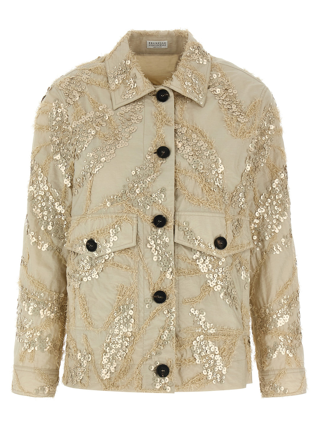 Brunello Cucinelli Dazzling Seabed Embroidery Puffer Jackets - Beige | e90ec554fd60fa99f33c0e121ad15a7700ee2e99