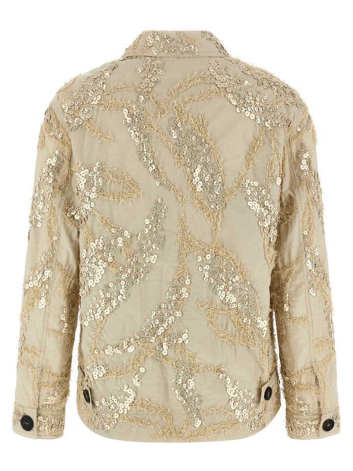 Brunello Cucinelli Dazzling Seabed Embroidery Puffer Jackets - Beige | 89184b517253908723e3775f6ae40de5c76a1ac9