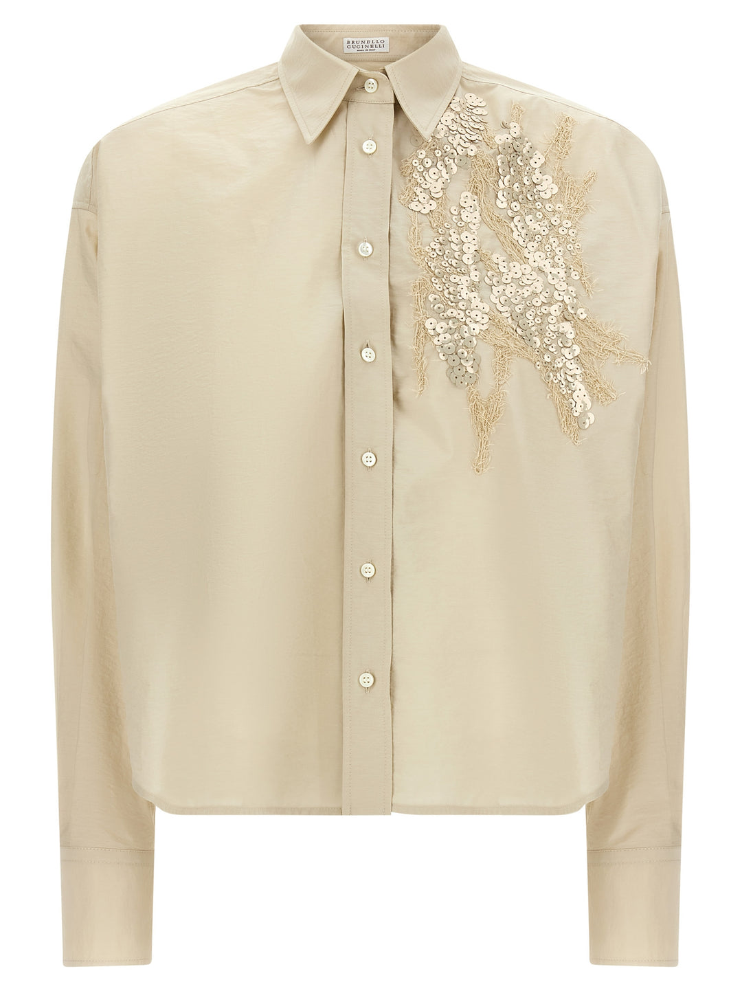 Brunello Cucinelli Dazzling Seabed Embroidery Shirt and Blouse - Beige | a44cd89f7accc4d7383fc5a56d5f0580900188c4