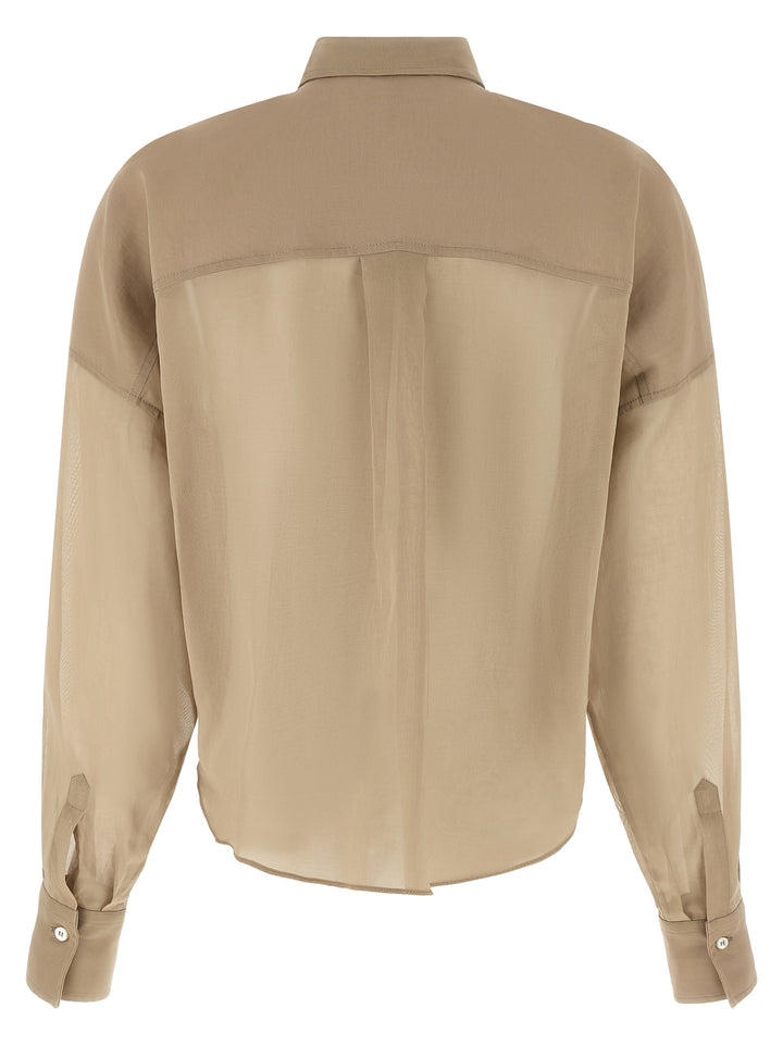 Brunello Cucinelli Taffeta Shirt Shirt and Blouse - Beige | 0a31d746c4e17fa601d3ccafe7d8378cdc628fa4