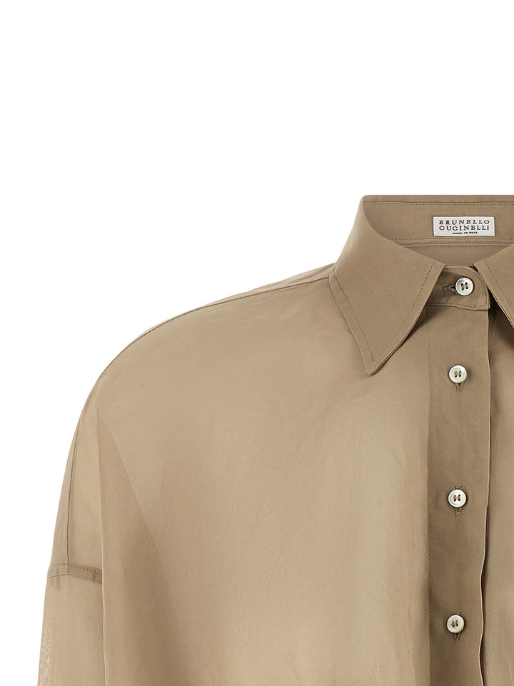 Brunello Cucinelli Taffeta Shirt Shirt and Blouse - Beige | 33466758b955873cce4e611b2a1b4559ed86059d