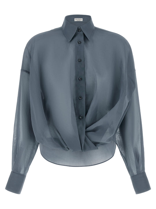 Taffeta Shirt Shirt And Blouse Blue