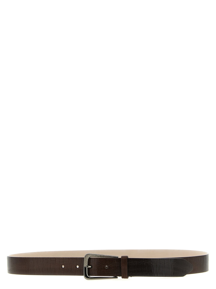 Brunello Cucinelli Ribbed Belt Belts - Brown | 4917e198eb37c475b3c2978dd22f8159ce7ef11e