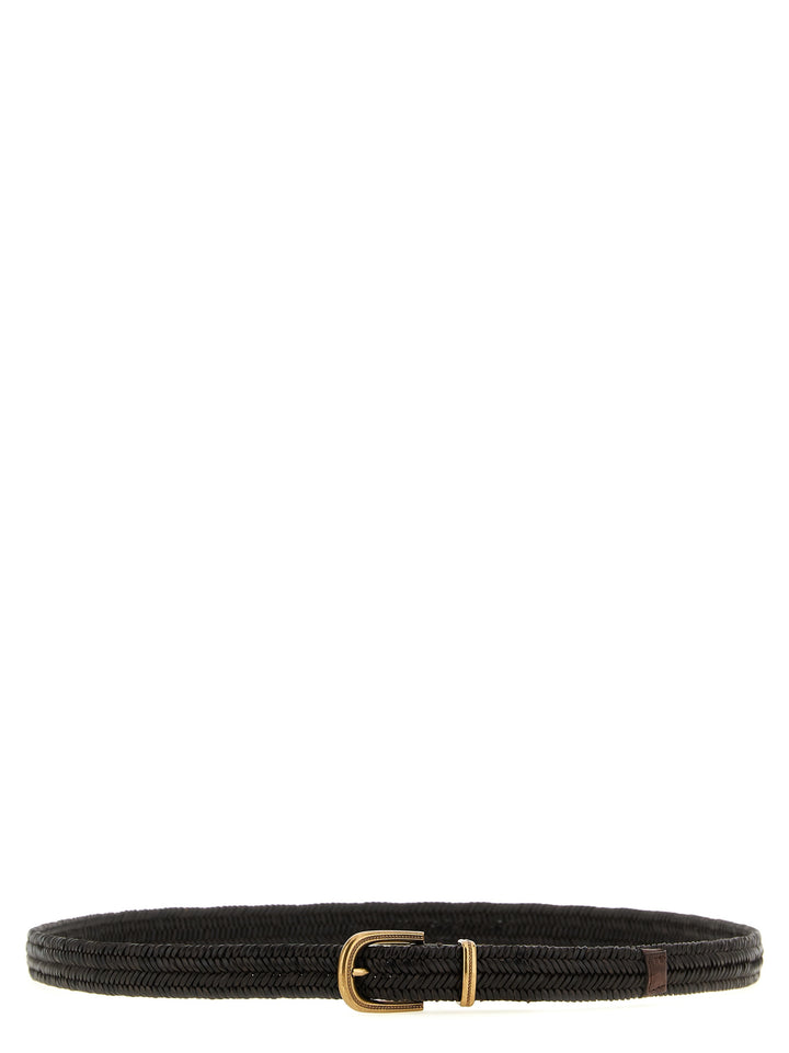 Brunello Cucinelli Stretch Leather Belt Belts - Brown | 97ab50a8e14434c039689bdd16d8b169443ca36e