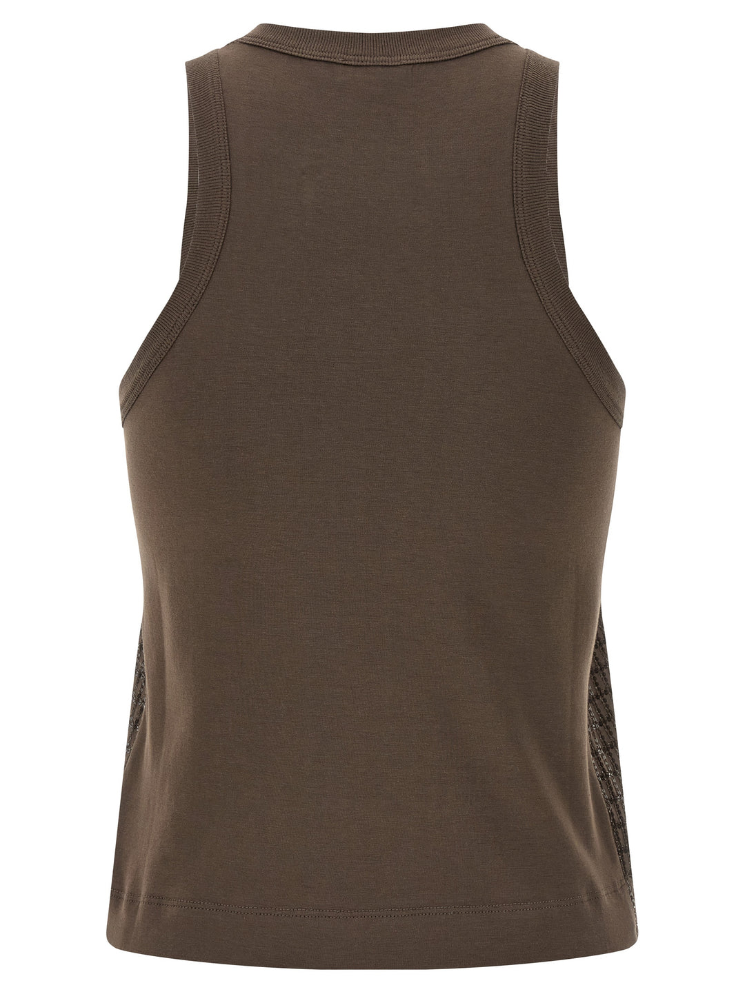 Brunello Cucinelli Dazzling Check Embroidery Tops - Brown | 19b62f69991f2544450c7e5de8e06b36770116c3