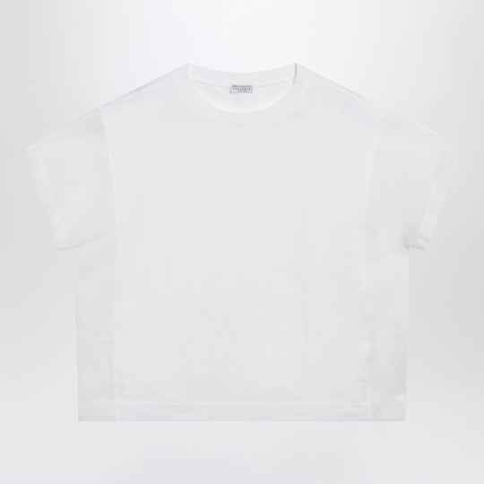 T-Shirt In Cotton Jersey And Organza In White