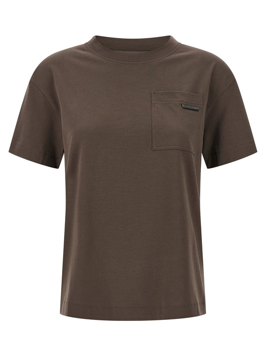 Shiny Tab T-Shirt Brown