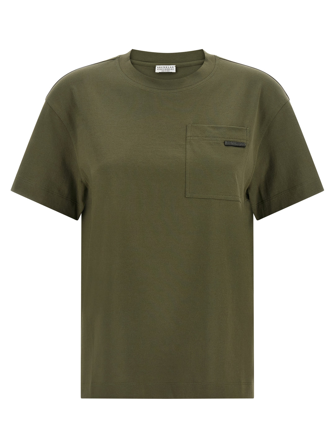 Brunello Cucinelli Shiny Tab T-shirt - Green | eb4d1934caf7adbabb1f7eda78a9b91dc2c7a718