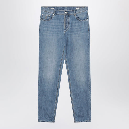 Traditional-Fit Five-Pocket Jeans In Light Blue Denim