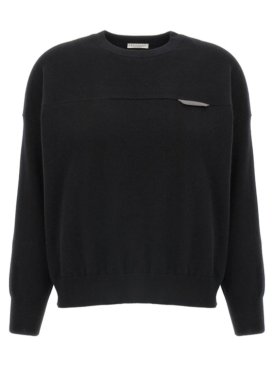 Monile Crop Sweater Sweaters And Cardigans Black
