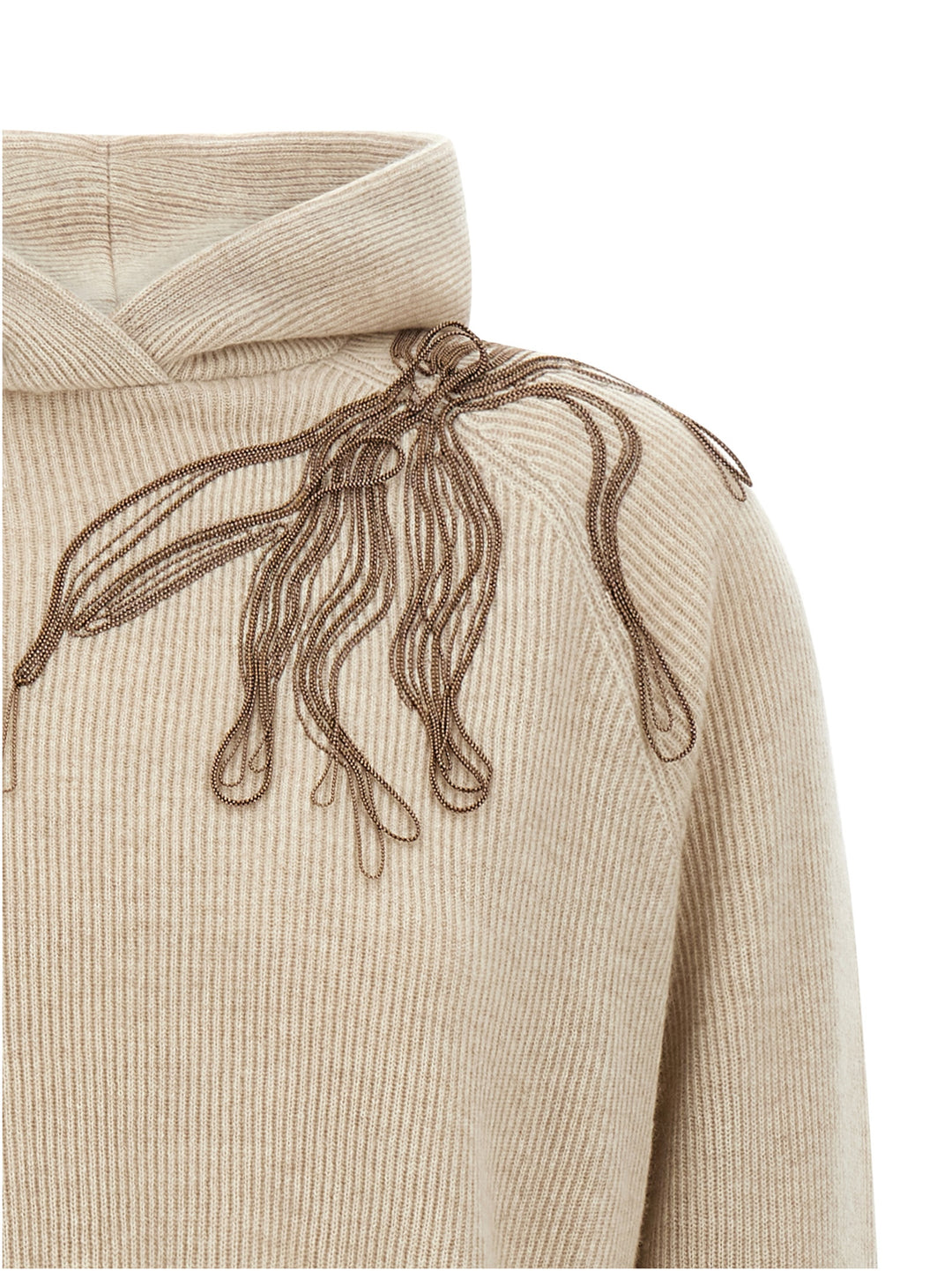 Brunello Cucinelli Shiny Flower Embroidery Sweaters and Cardigans - Beige | 355e3f2cb44d8dfd53b6bc971d48f5d55e5bda57