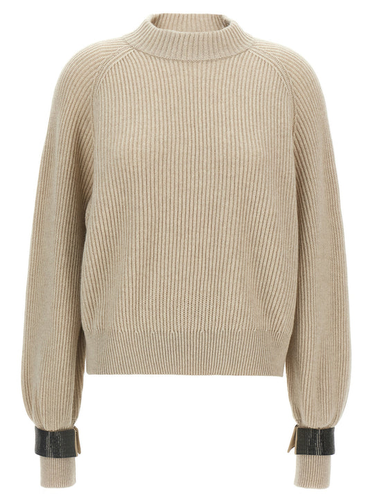 Monile Cuffs Sweater Sweaters And Cardigans Beige
