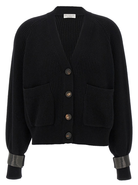 Monile Cuff Cardigan Sweaters And Cardigans Black