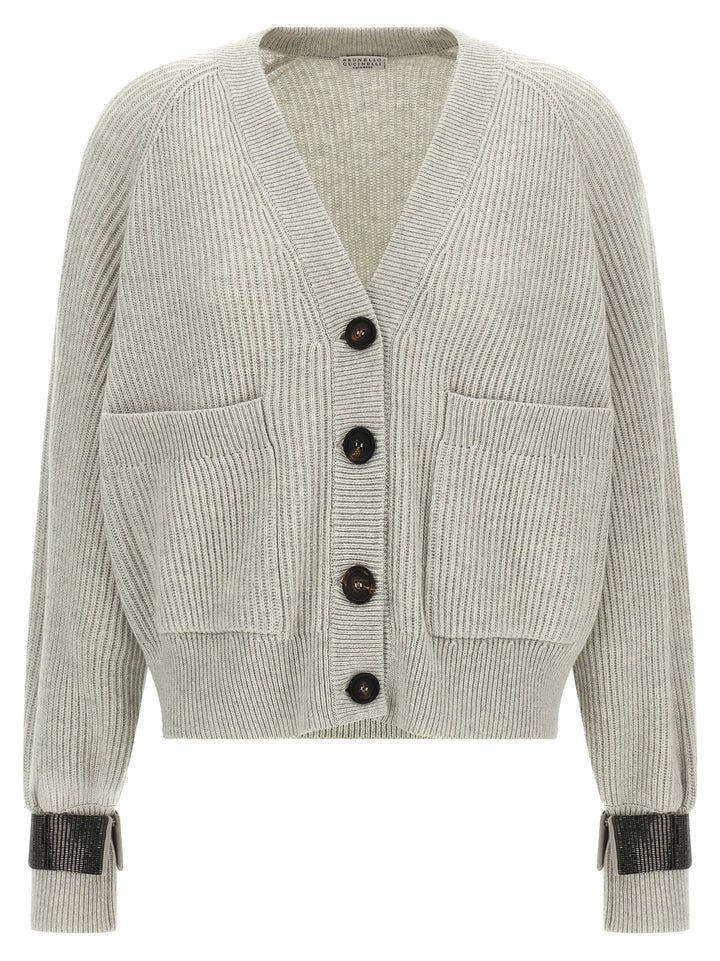Brunello Cucinelli Monile Cuff Cardigan Sweaters and Cardigans - Gray | 7bc9e8b84714328333f98f5ffbd451ce19de079f