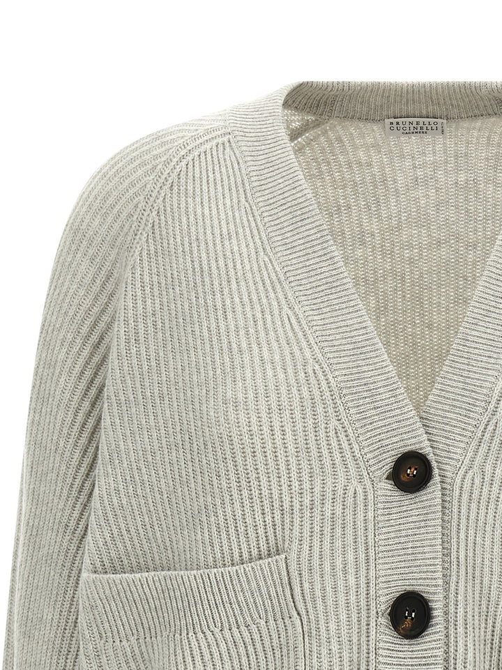 Brunello Cucinelli Monile Cuff Cardigan Sweaters and Cardigans - Gray | 05a4b807df51a94497bb4c9ed18c3f5ffc0f4026
